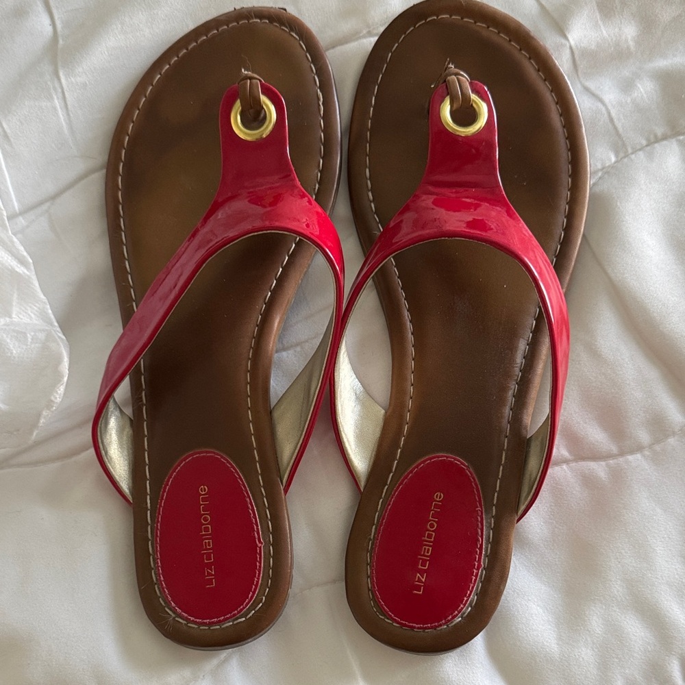 Liz Claiborne Red and Brown Women's Sandals